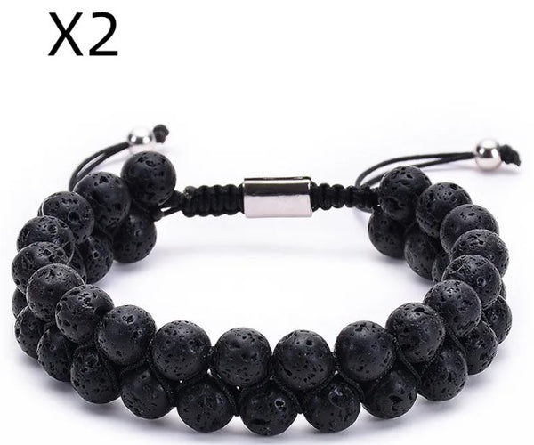 Black Lava Stone Double Row Bracelet